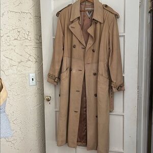 Marvin Richards Beige Leather coat with Satin Lining
